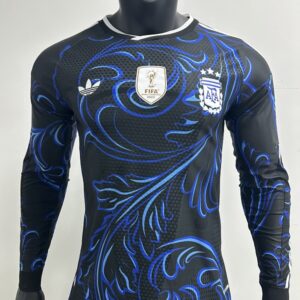 Jersey Argentina Visitante 2026 Negro con Arte Azul