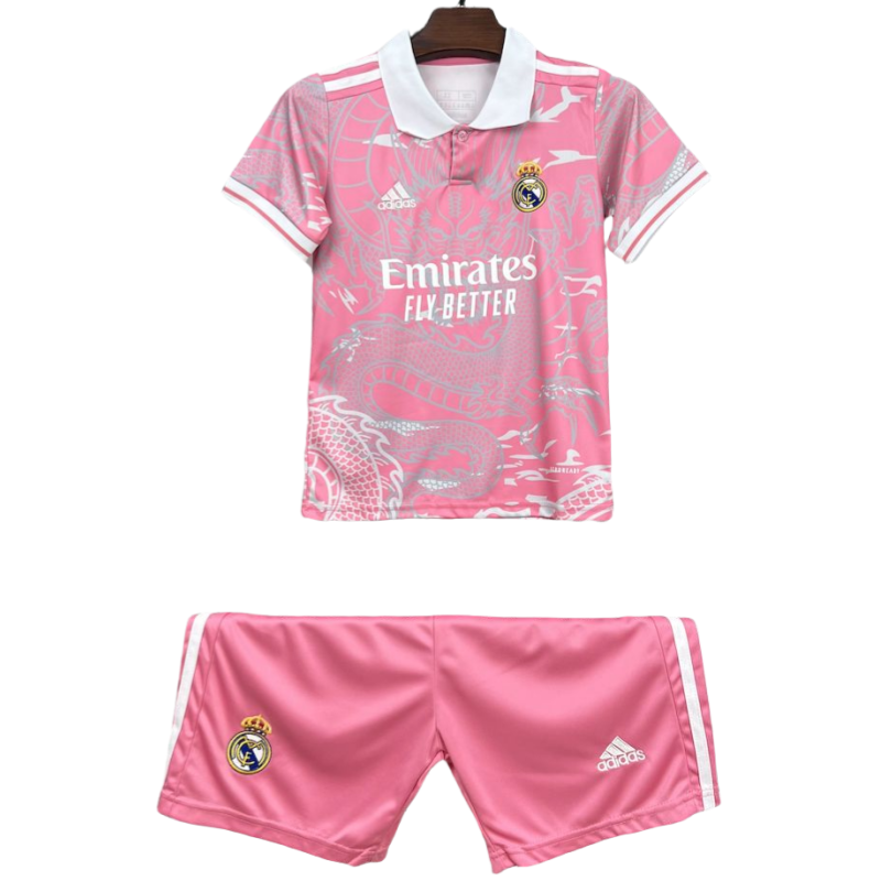 23-24 Real Madrid Pink Dragon Fan Edicion especial Kid Kit Jersey de futbol