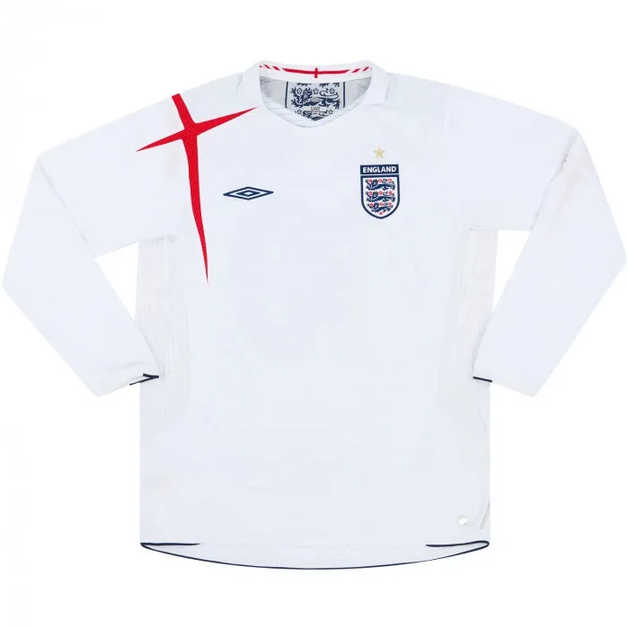 2006 England Retro Jersey Manga larga Replica Copa Mundial