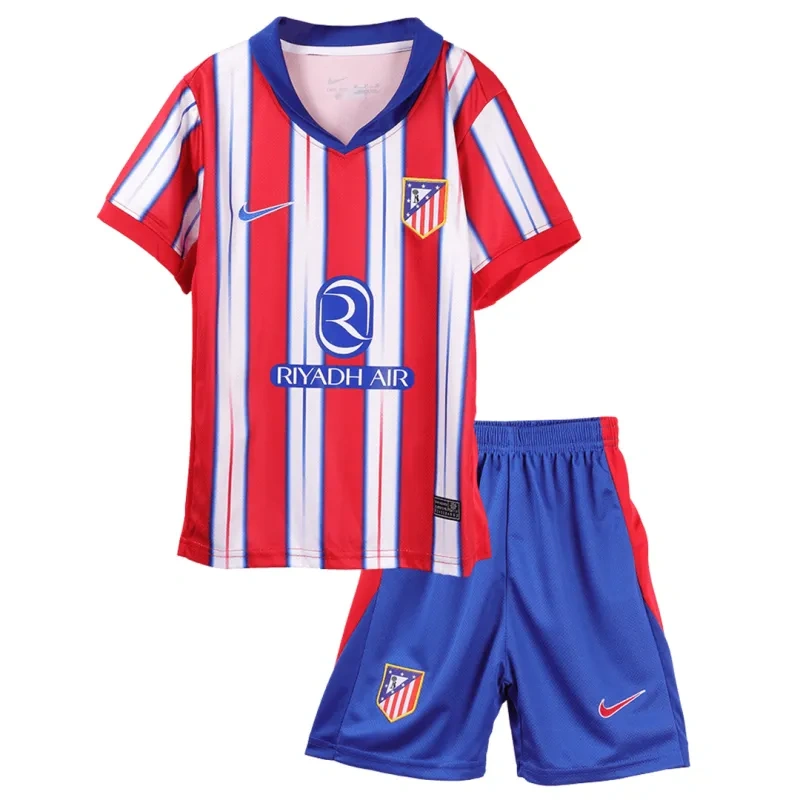 24-25 Atletico Madrid Local Futbol Infantil Kit Jersey+Shorts