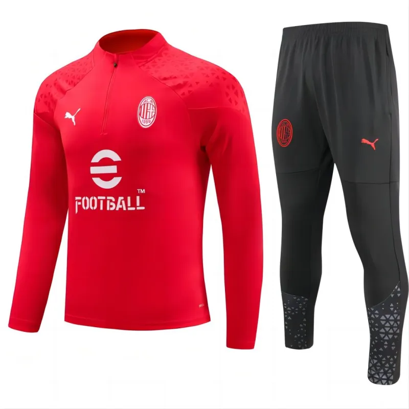 2023-24 Infantil AC Milan Zipper Sweatshirt Kit(Top+Pants) Red